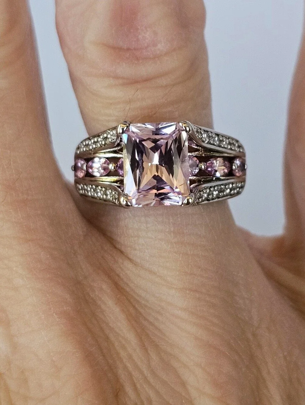 Victoria Wieck Pink Sapphire & Absolute Diamond Simulants Sterling Silver Sz 6!